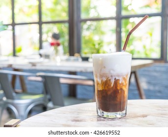 Ice cappuccino coffee in coffee shop