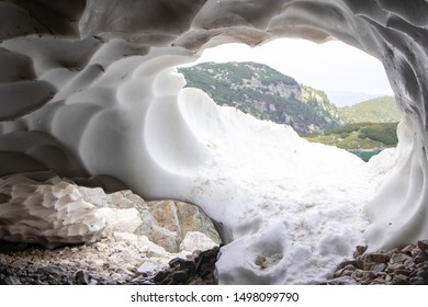 Ice cave in the mountain.