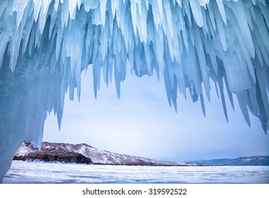 Ice cave near siberian lake Baikal in winter - Powered by Shutterstock
