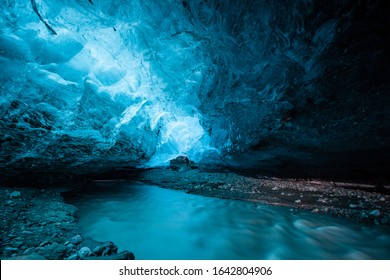 ice cave river blue wather 