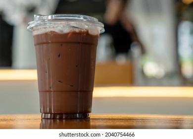 Ice Chocolate In Takeaway Plastic Cup 