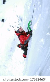 Ice climbing.