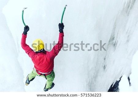 Ice climbing.