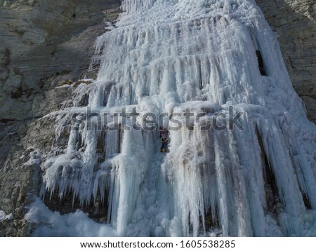 Ice climbing frozen waterfall uzundere