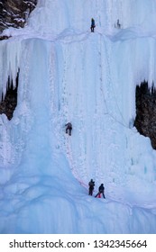 Ice Climbing Lake Louise Waterfall Frozen Canada