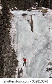 Ice Climbing Tangle Falls Alberta Canada Rocky Mountains