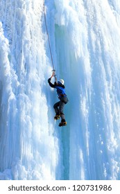 Ice Climbing The Waterfall.