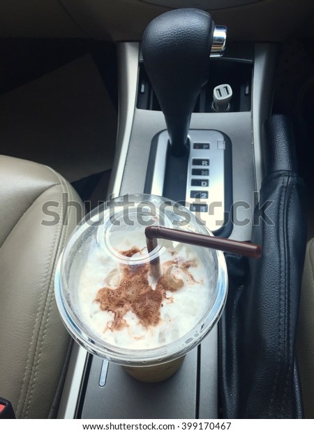 Ice coffee in\
car