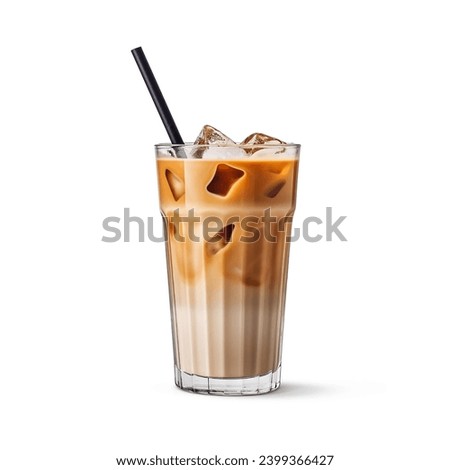 ice coffee in glass cup on isolated white background.