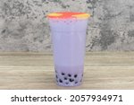 Ice cold taro milk tea will quench that thrist and satisfy that sweet craving all in one beverage.