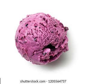 Ice Cream Ball Isolated On White Background, Top View