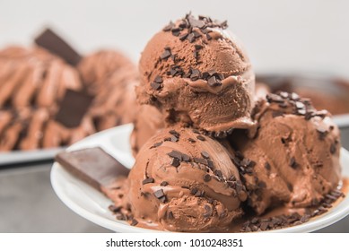 Ice cream with chocolate and chocolate chips