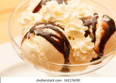 Ice Cream With Chocolate Syrup