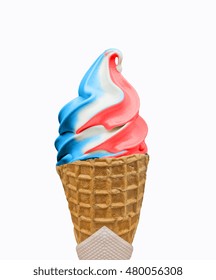 Ice Cream Cone Blue White Red Like French Flag