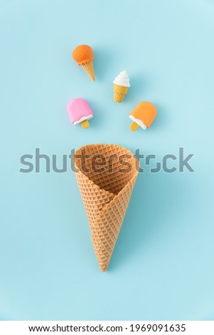 Similar – Ice cream cone with heart and moon shaped marshmallows on top