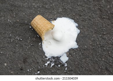 ice cream cone fell on the street floor