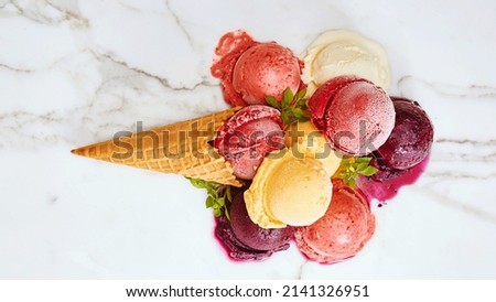 An ice cream cone, poke or cornet is a brittle, cone-shaped pastry beautiful and delicious ice cream