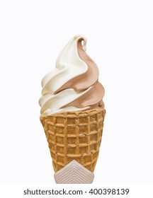 Ice Cream Cone Swirl, Cream And Chocolate