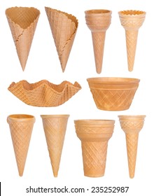 Ice Cream Cones Collection Isolated On White Background