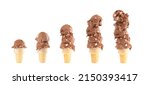 Ice Cream Cones from One to Five Scoops