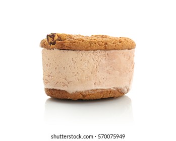 Ice Cream Cookie Sandwich On White Background