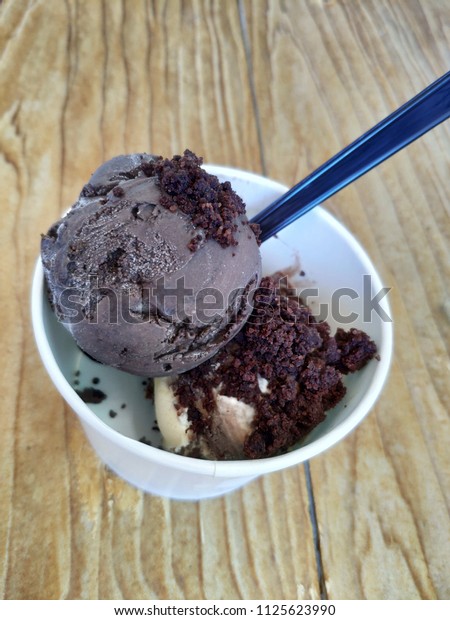 Ice Cream Cup Spoon Stock Photo Edit Now 1125623990