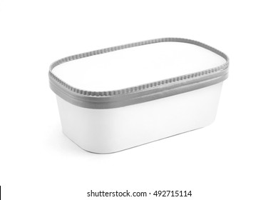 Ice Cream dessert paper box with lid isolated on white background. Packaging template mockup collection. With clipping Path included.
