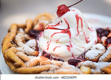 Ice Cream And Funnel Cake.