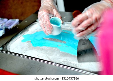 Ice cream making process, blue 2