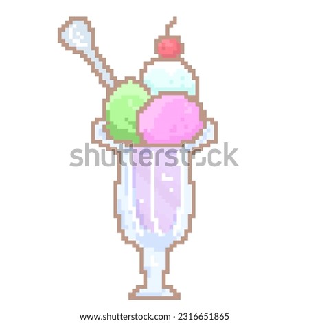 Ice cream, many flavors, pixels png.