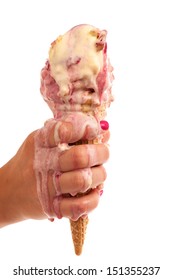 Ice Cream Melting In Hand