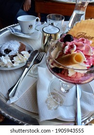 Ice Cream Parfait, Brownie And Coffee Of The Cafe Florian Which Is The Oldest Cafe In World(opened 1720), Venice 2014