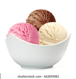 ice cream scoops in bowl on white background - Shutterstock ID 462859081