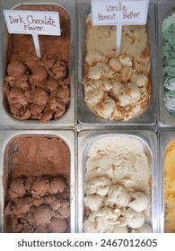 Ice Cream Selection. Ice cream display