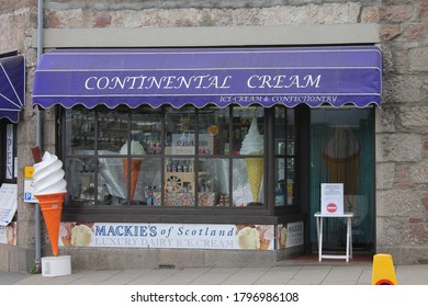 Ice Cream Shop In Banchory With Large 99 Ice Cream Outside. Banchory, Scotland, UK, 16-08-2020