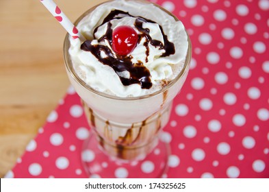 Ice Cream Soda With Polka Dot Straw