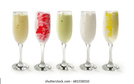 Ice Cream Sorbet In Glass Glass, Five Tastes