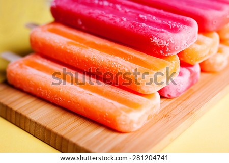 Ice cream stick on a colored background