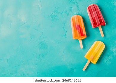 Ice cream stick, Popsicle, Minimal summer concept on blue background - Powered by Shutterstock