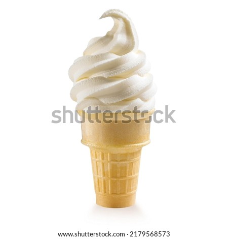 Ice cream in a waffle cone, soft ice cream in a waffle cup