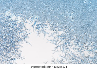 Ice Crystals On A Window , Close-up