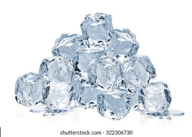 Ice Cube Pile Isolated On White Background