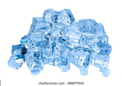 Ice Cube Pile Isolated On White Background,top View