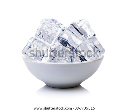 ice cubes in the bowl on white background.