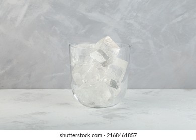 Ice Cubes In Clear Glass For Cocktail Or Summer Refreshing Drink.  Design Element.