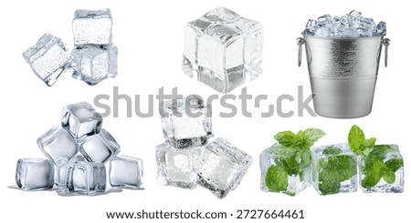 Ice Cubes, Clipping Path, White Background Isolated