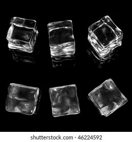 Ice Cubes Isolated On Black