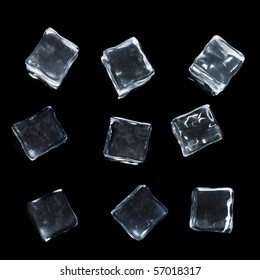 Ice Cubes Isolated On Black