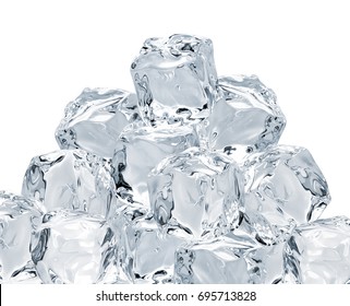 ice cubes pile or heap isolated on white background - Shutterstock ID 695713828