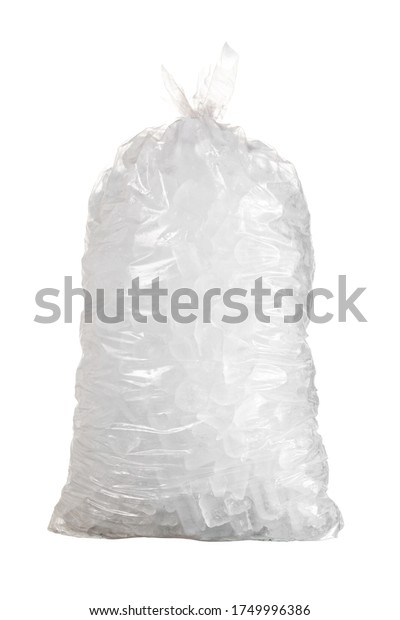 Stock photo of a bag of ice isolated against white
